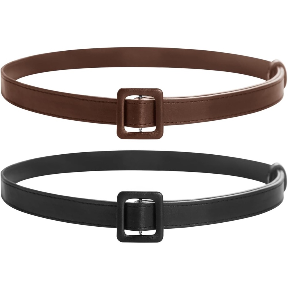 Women’s Belts 2 Pack Plus Size 2X Black Brown Waist Cinch PU Leather Buckle FC1